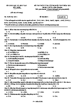 Đề thi thử Tốt nghiệp THPT môn Hóa học - Mã đề 202 - Năm học 2020-2021 - Sở giáo dục và đào tạo Bắc Ninh (Có đáp án)